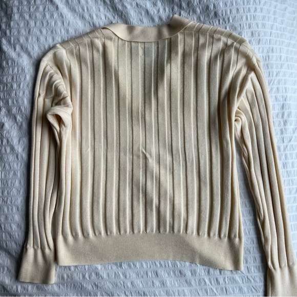 Frank and Oak 70s Polo Sweater 100% Merino Wool size large - Picture 3 of 5